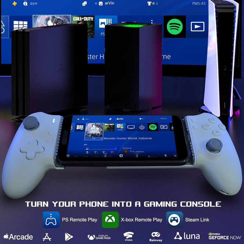 arVin USB C Mobile Gaming Controller for iPhone 17/16/15 Series & Android (USB-C) Plug & Play - Remote Play for PS5/PS4/Xbox/PC Consoles, Cloud Game, Emulator, with Hall Effect Joysticks/Turbo/Back keys - Image 2